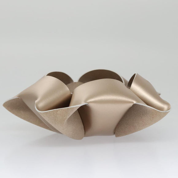 LOUIS VUITTON Origami Bowl PM Accessory Case Leather Gold R95669 LV Auth 99907AM