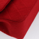 CHANEL Matelasse Chain Shoulder Bag Cotton Red Gold CC Auth 99908-16