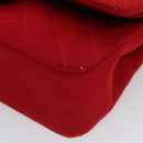 CHANEL Matelasse Chain Shoulder Bag Cotton Red Gold CC Auth 99908-17