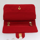 CHANEL Matelasse Chain Shoulder Bag Cotton Red Gold CC Auth 99908-20