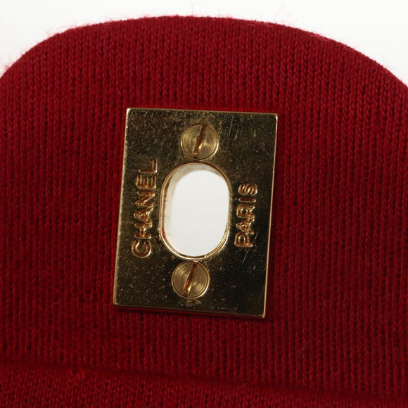 CHANEL Matelasse Chain Shoulder Bag Cotton Red Gold CC Auth 99908