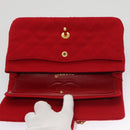 CHANEL Matelasse Chain Shoulder Bag Cotton Red Gold CC Auth 99908-24