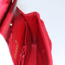 CHANEL Matelasse Chain Shoulder Bag Cotton Red Gold CC Auth 99908-27