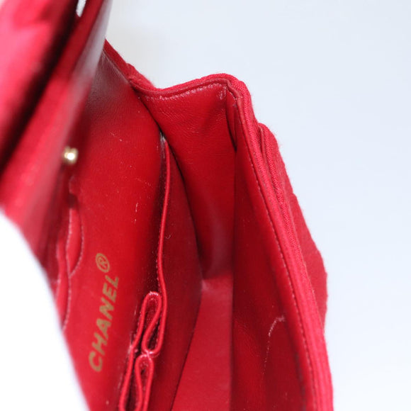 CHANEL Matelasse 23 Chain Shoulder Bag Cotton Red Gold CC Auth 99908