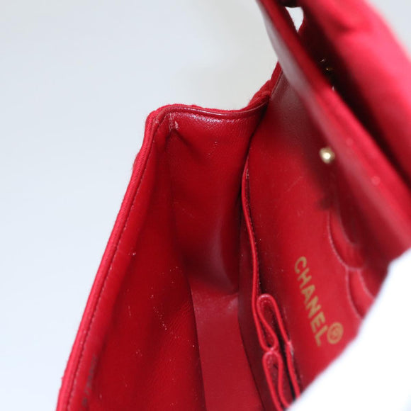 CHANEL Matelasse Chain Shoulder Bag Cotton Red Gold CC Auth 99908