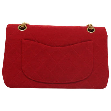 CHANEL Matelasse Chain Shoulder Bag Cotton Red Gold CC Auth 99908 - 0