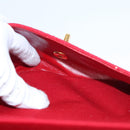 CHANEL Matelasse Chain Shoulder Bag Cotton Red Gold CC Auth 99908-31