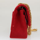 CHANEL Matelasse 23 Chain Shoulder Bag Cotton Red Gold CC Auth 99908-4