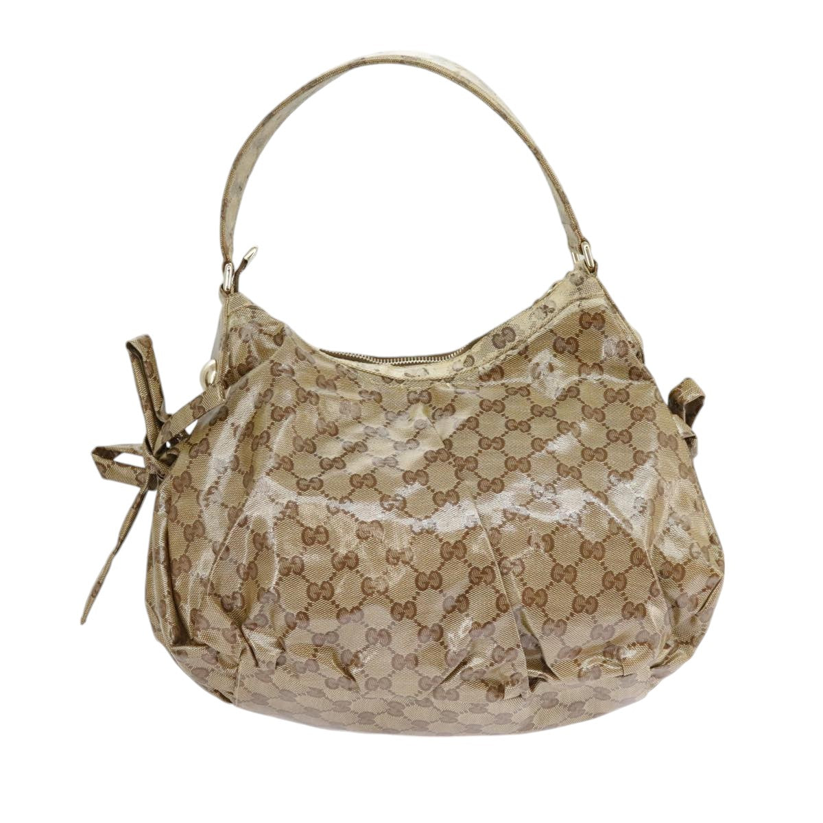 GUCCI GG crystal Sherry Line Shoulder Bag Coated Canvas Beige Brown Auth 99909 - 0