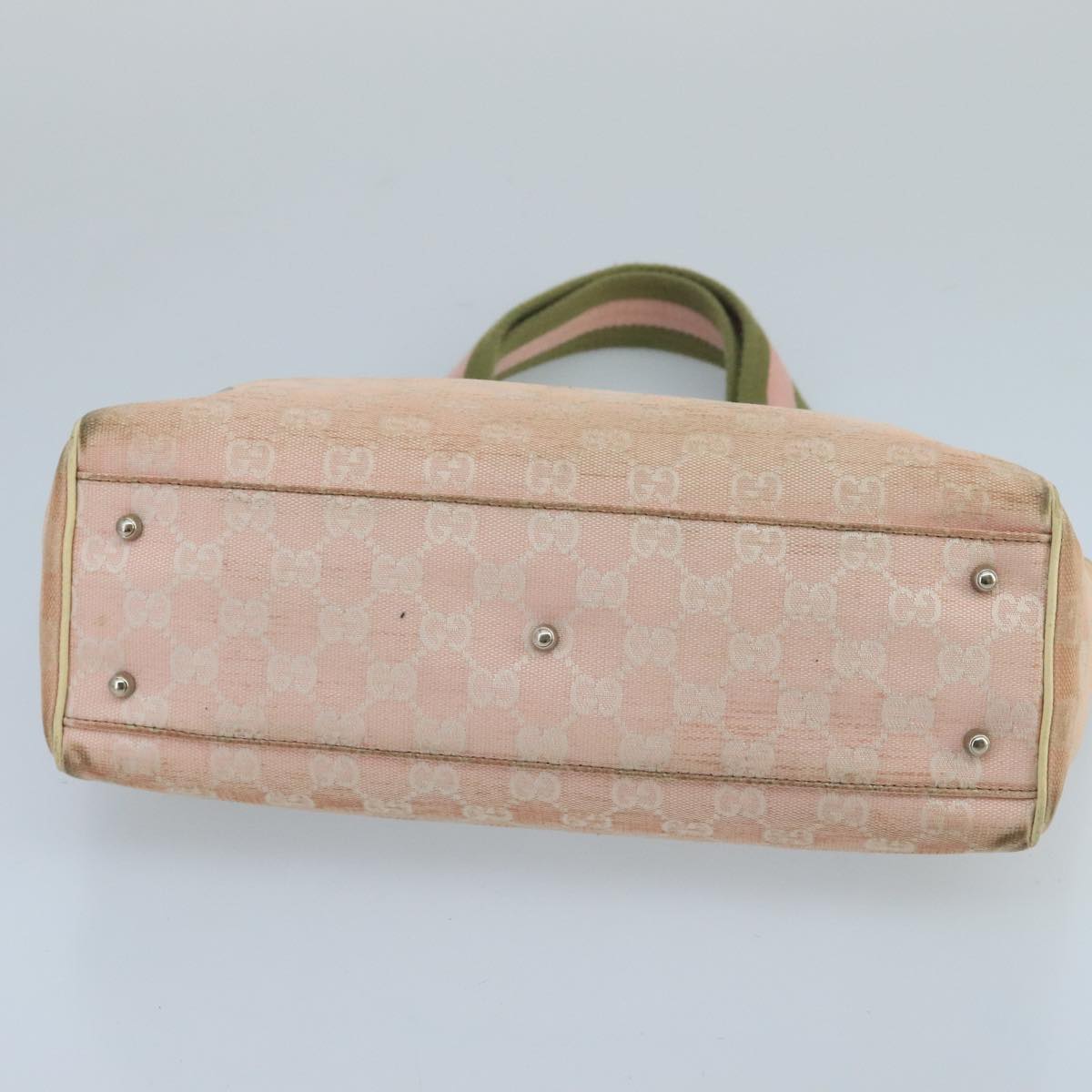 GUCCI GG Canvas Sherry Line Hand Bag Pink Green Auth 99914