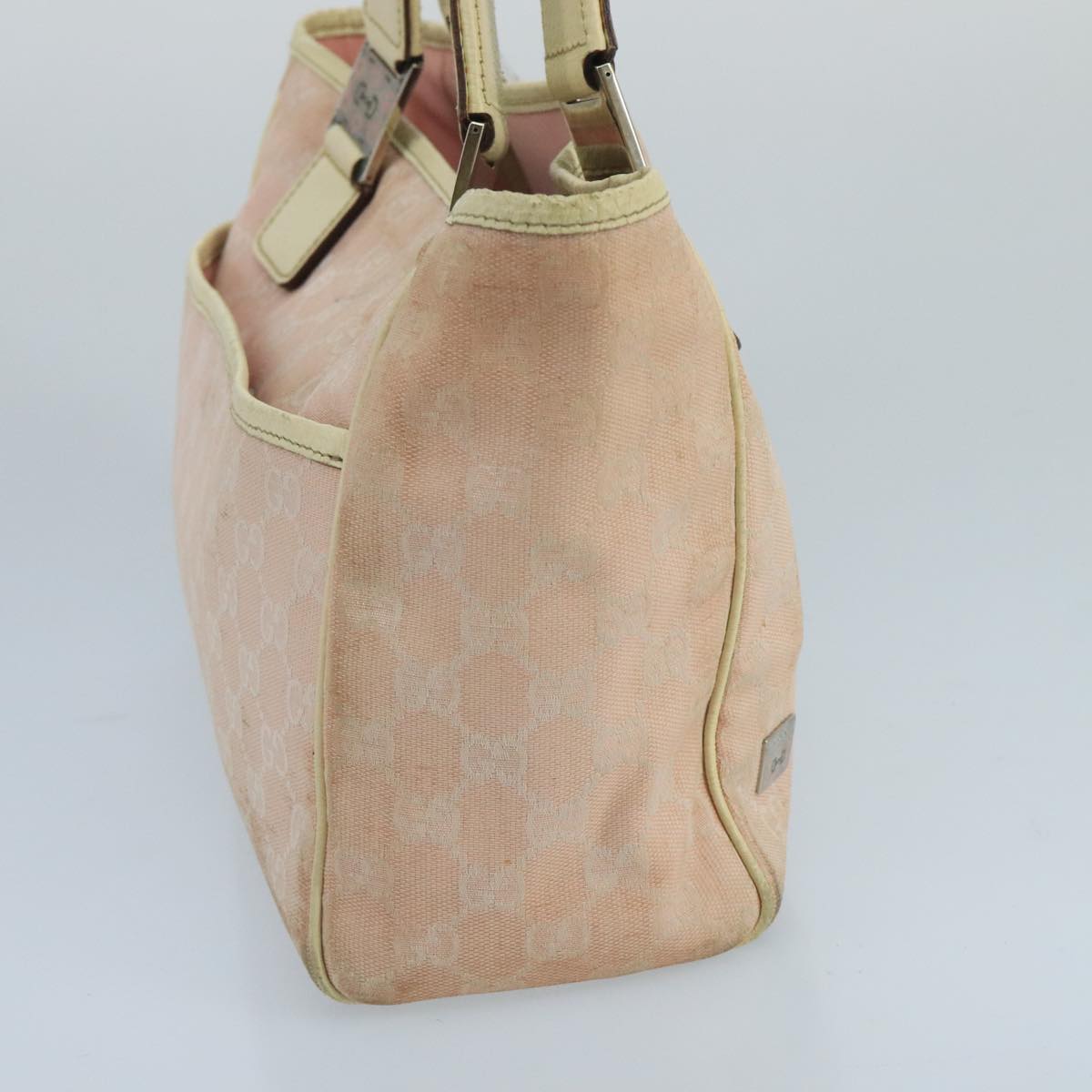 GUCCI GG Canvas Sherry Line Hand Bag Pink Green Auth 99914