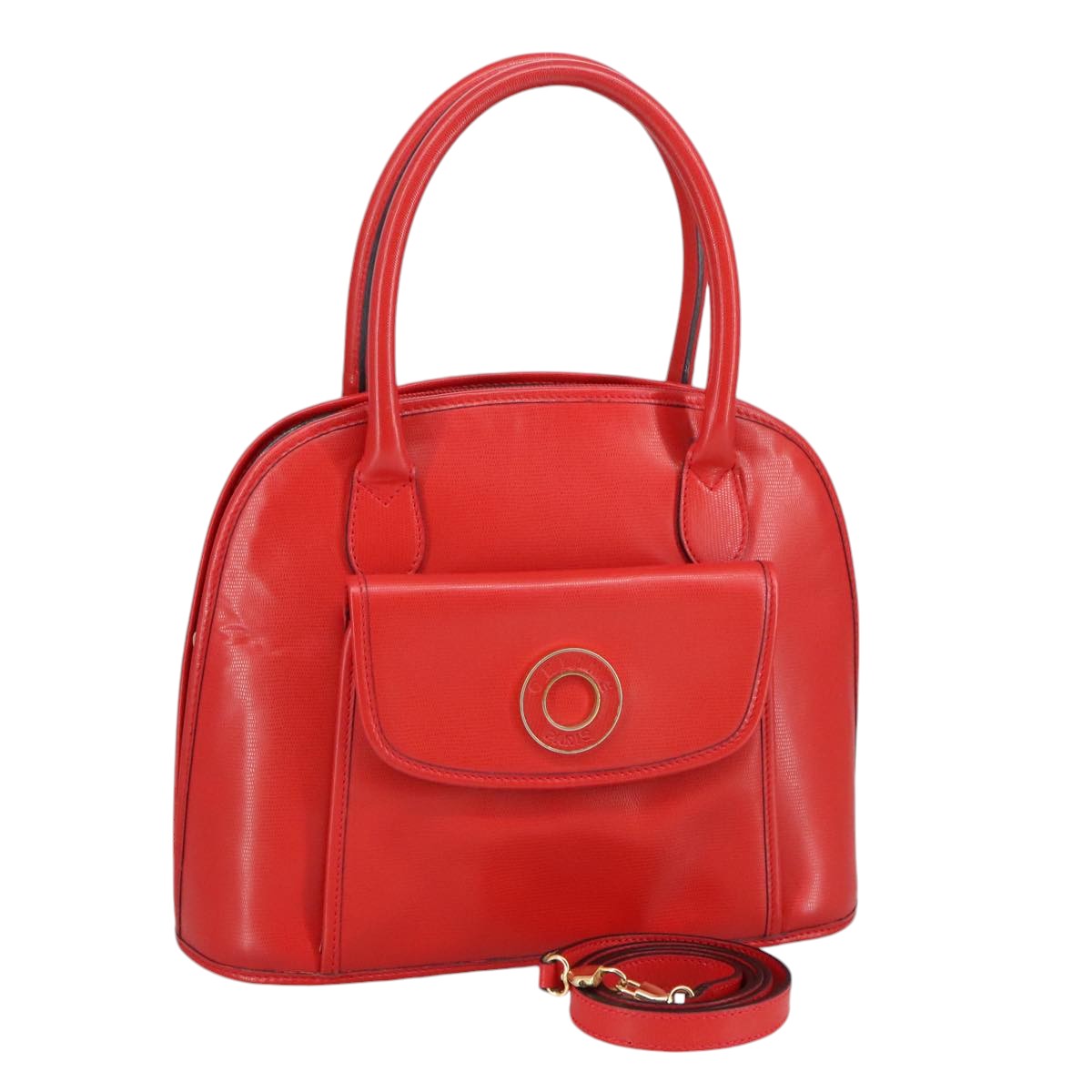 CELINE Hand Bag Leather 2way Red Auth 99916