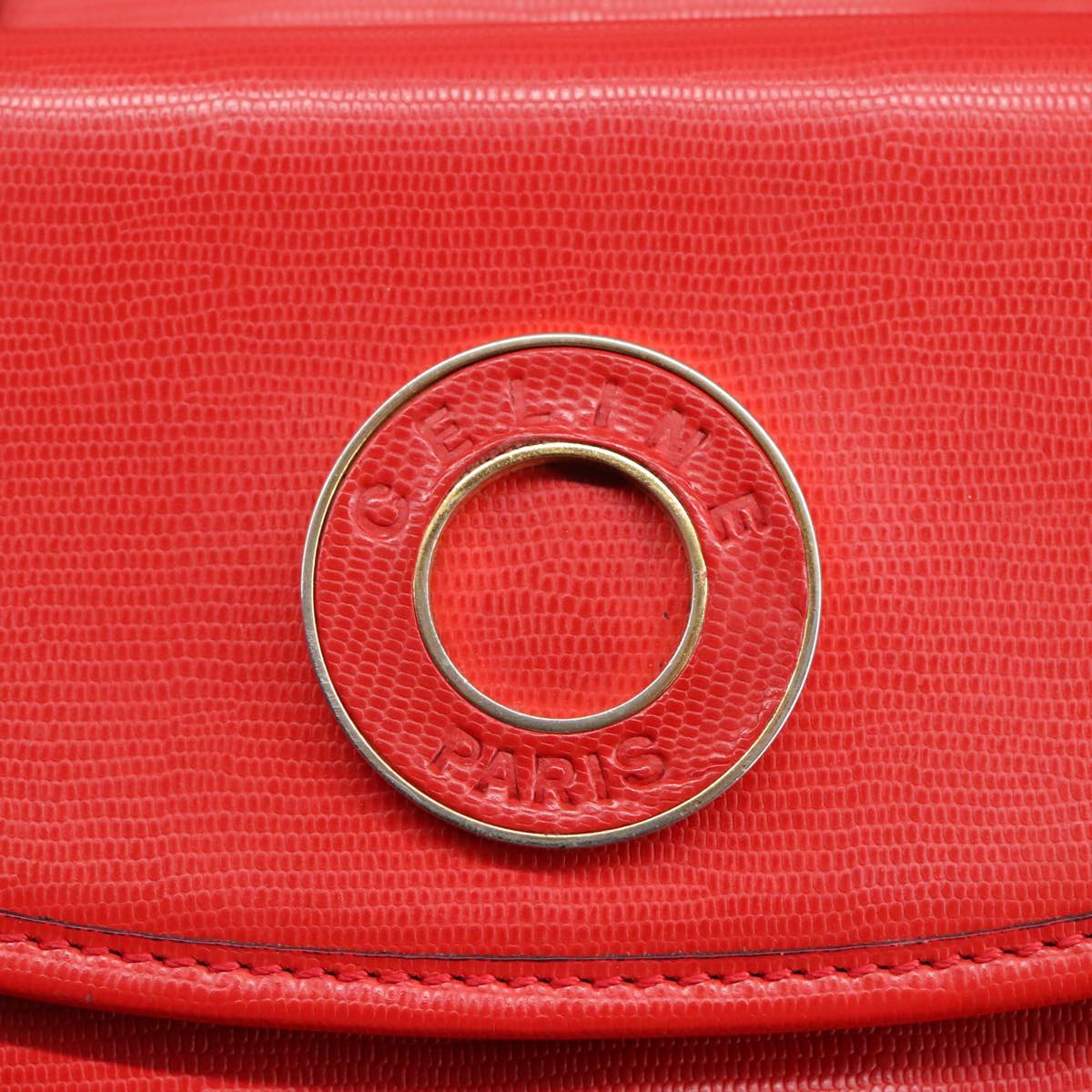 CELINE Hand Bag Leather 2way Red Auth 99916