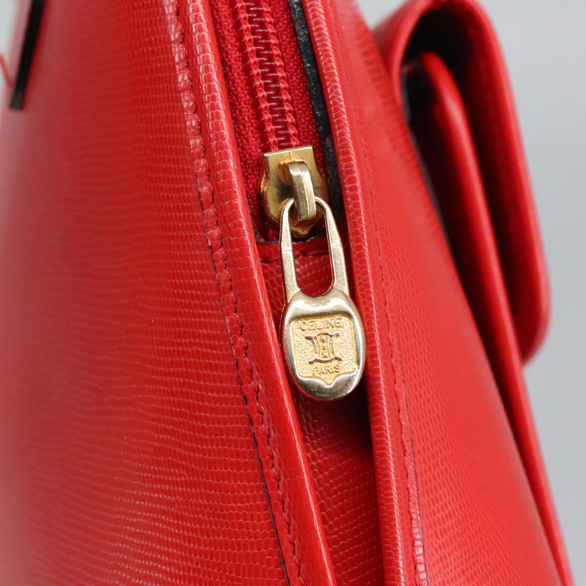 CELINE Hand Bag Leather 2way Red Auth 99916