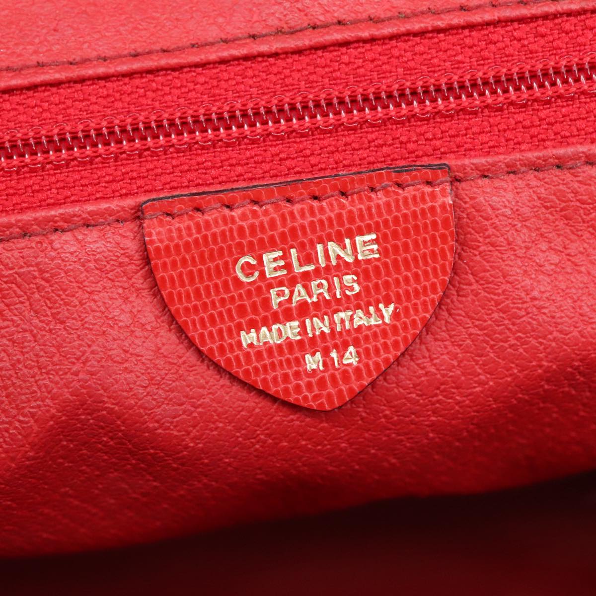 CELINE Hand Bag Leather 2way Red Auth 99916