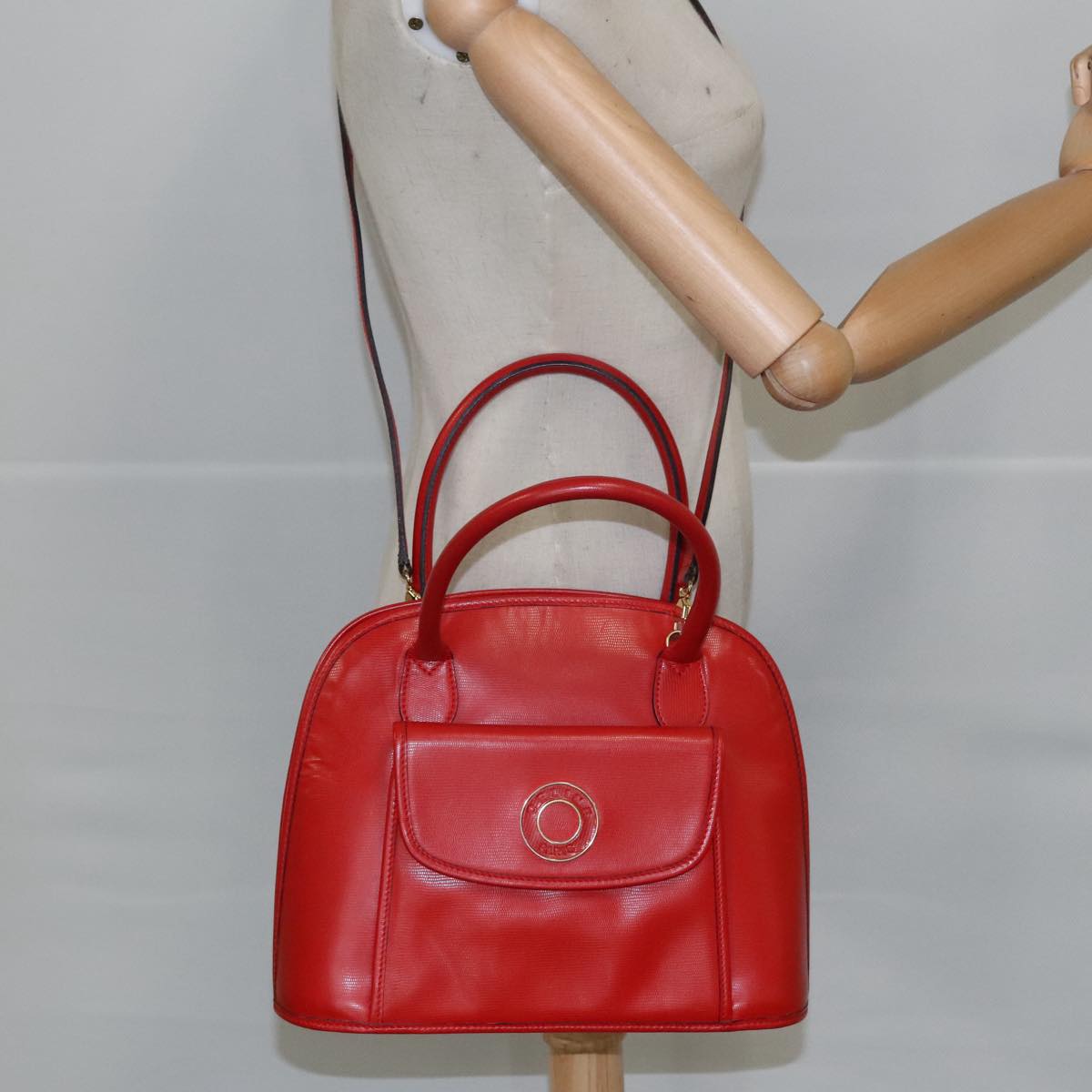 CELINE Hand Bag Leather 2way Red Auth 99916