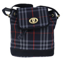 Burberrys Nova Check Shoulder Bag Canvas Navy Gold Auth 99926-13
