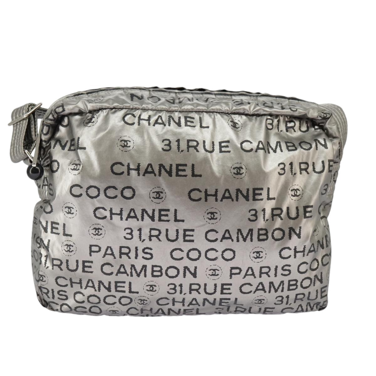 CHANEL Unlimited Shoulder Bag Nylon Silver CC Auth 99931 - 0