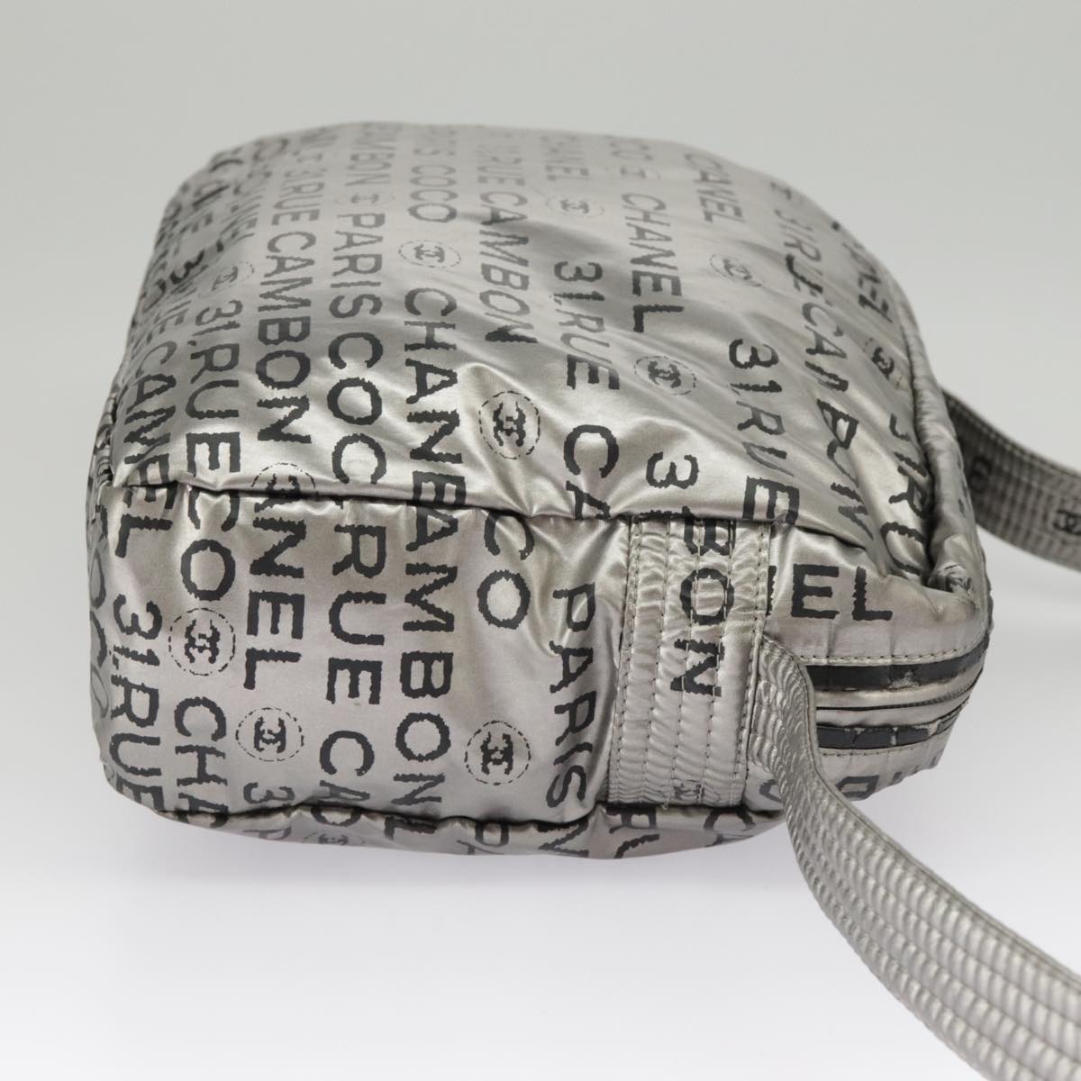 CHANEL Unlimited Shoulder Bag Nylon Silver CC Auth 99931