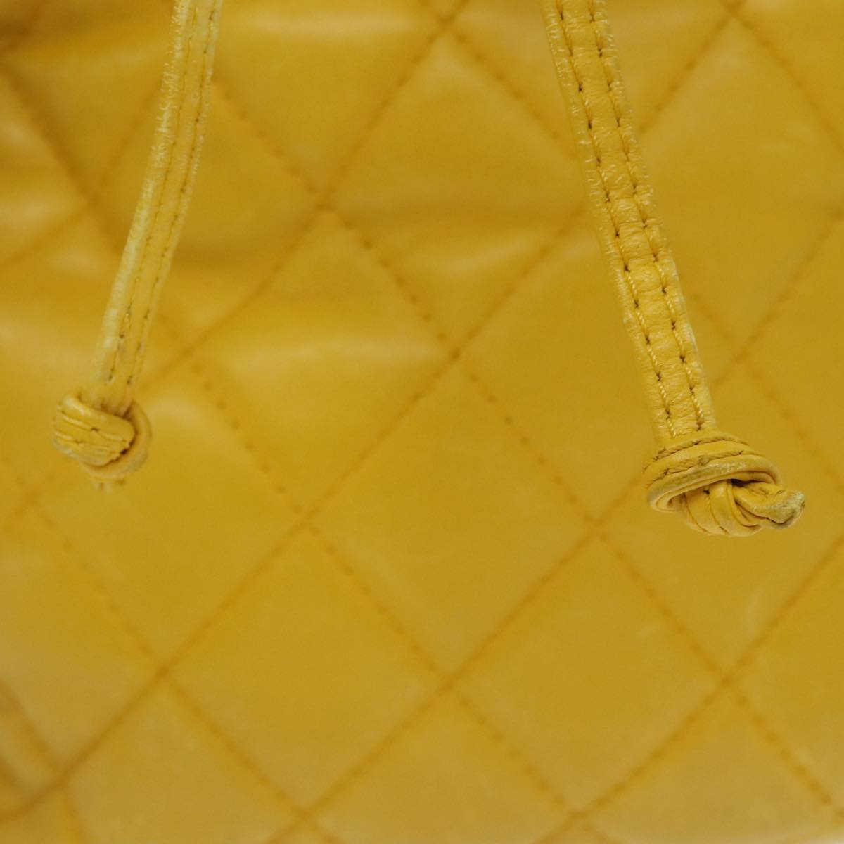 CHANEL Matelasse Hand Bag Lamb Skin Yellow CC Auth 99932