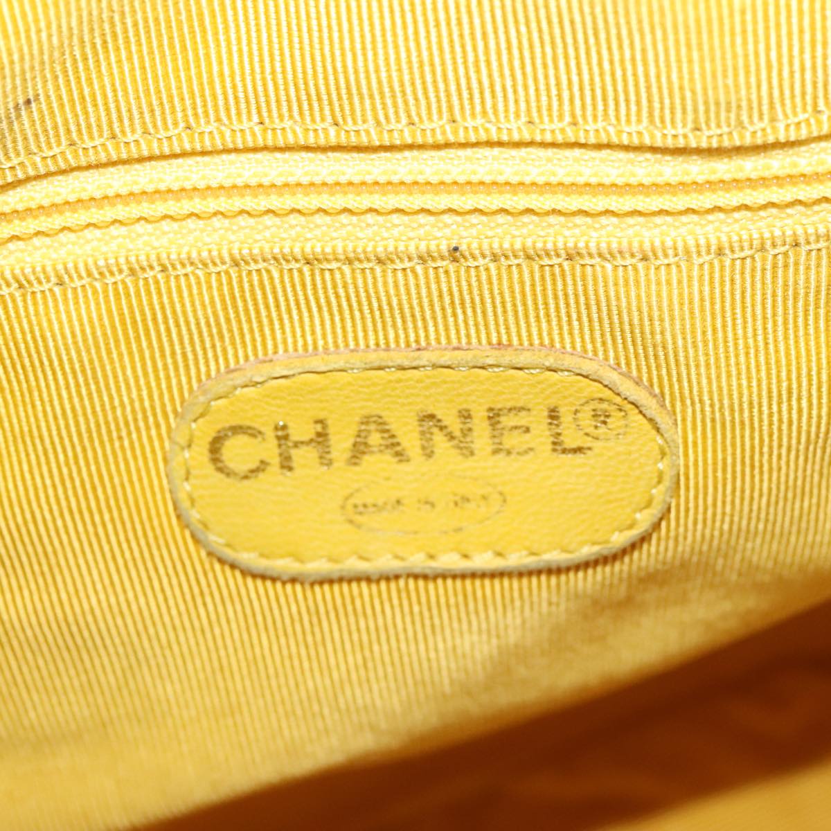 CHANEL Matelasse Hand Bag Lamb Skin Yellow CC Auth 99932