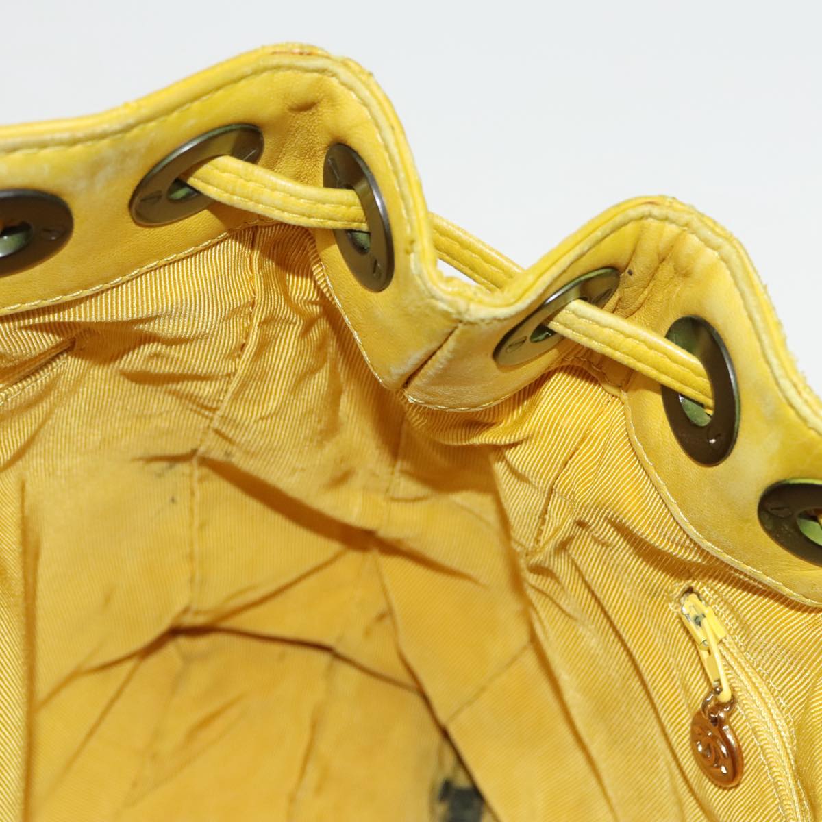 CHANEL Matelasse Hand Bag Lamb Skin Yellow CC Auth 99932