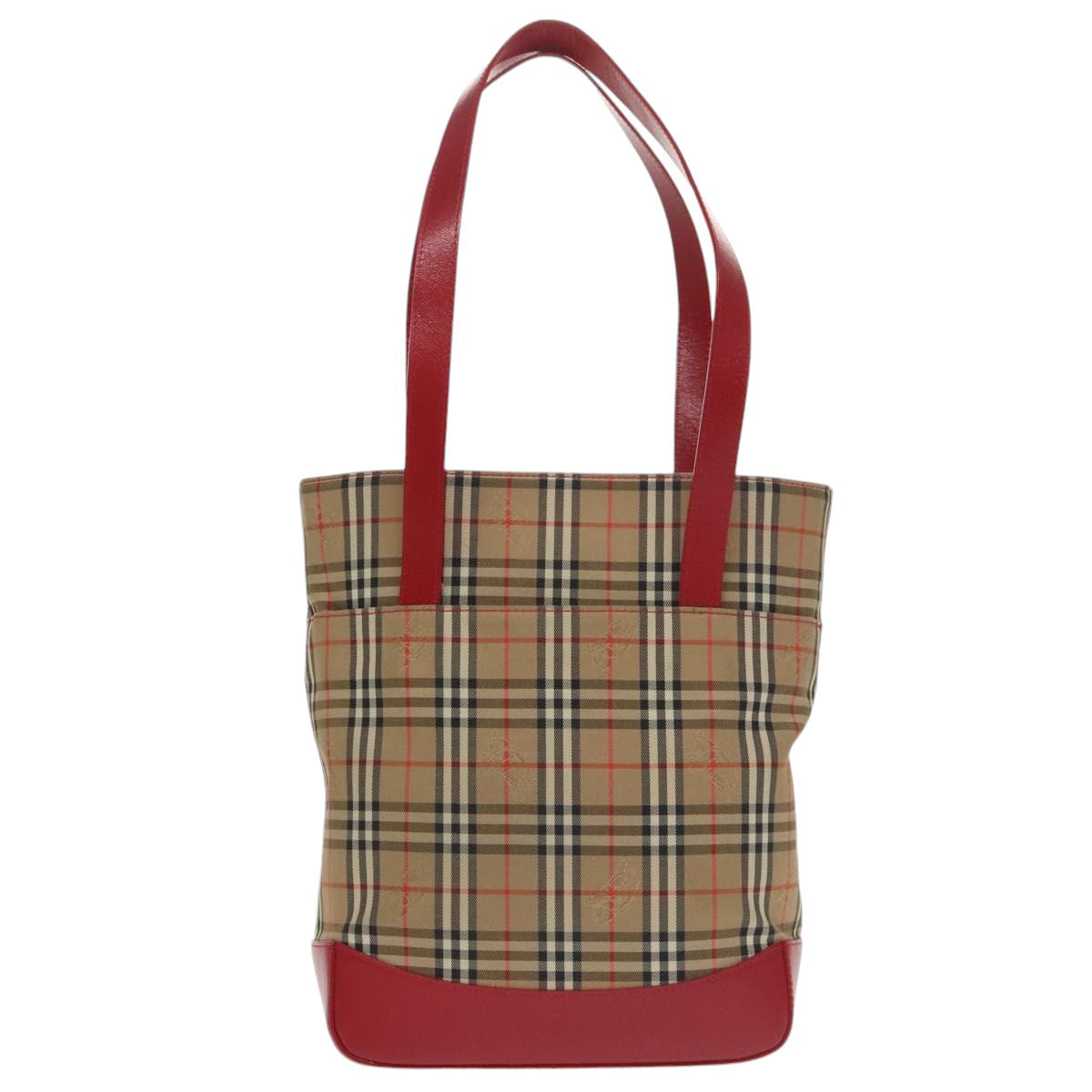 Burberrys Nova Check Tote Bag Canvas Beige Red Auth 99933 - 0