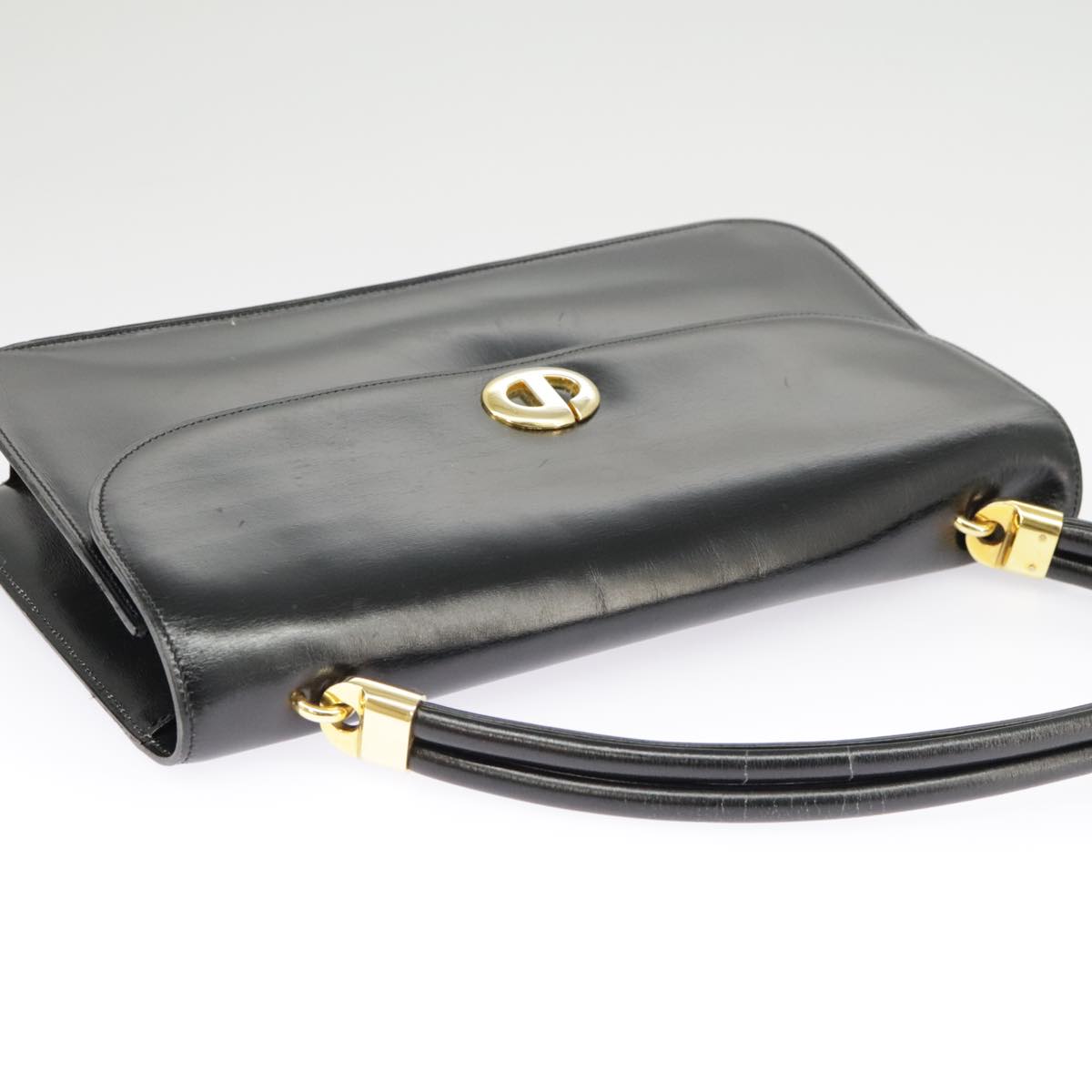 Christian Dior Hand Bag Leather Black Auth 99934