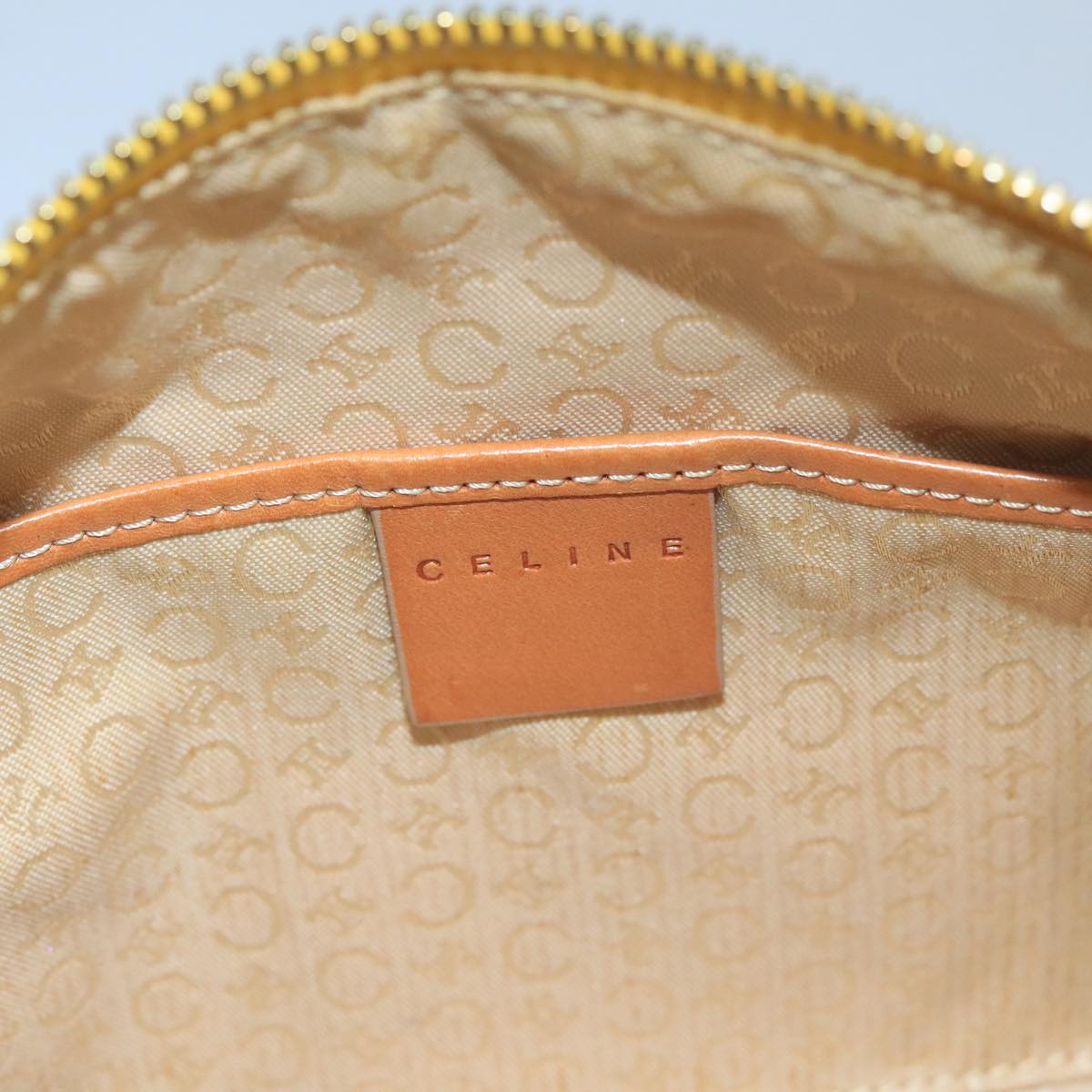 CELINE C Macadam Canvas Hand Bag Suede Yellow Auth 99951