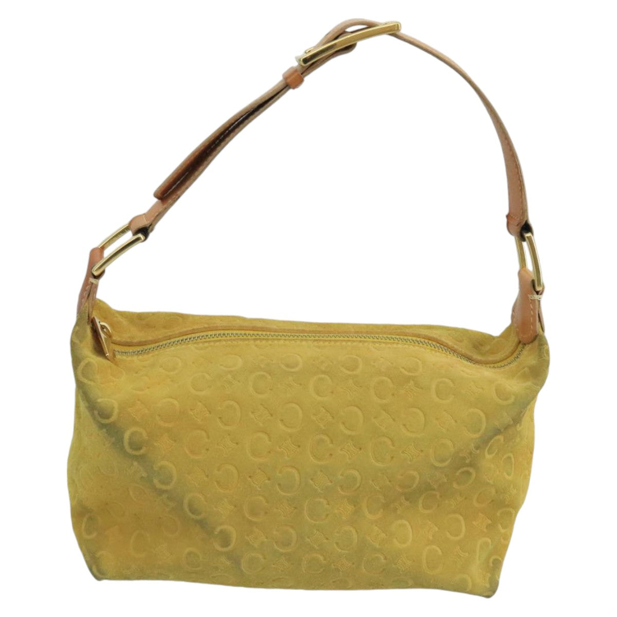 CELINE C Macadam Canvas Hand Bag Suede Yellow Auth 99951 - 0