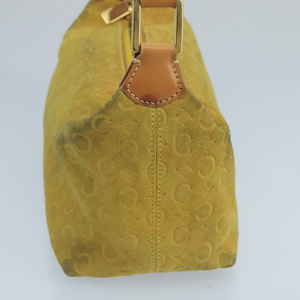 CELINE C Macadam Canvas Hand Bag Suede Yellow Auth 99951