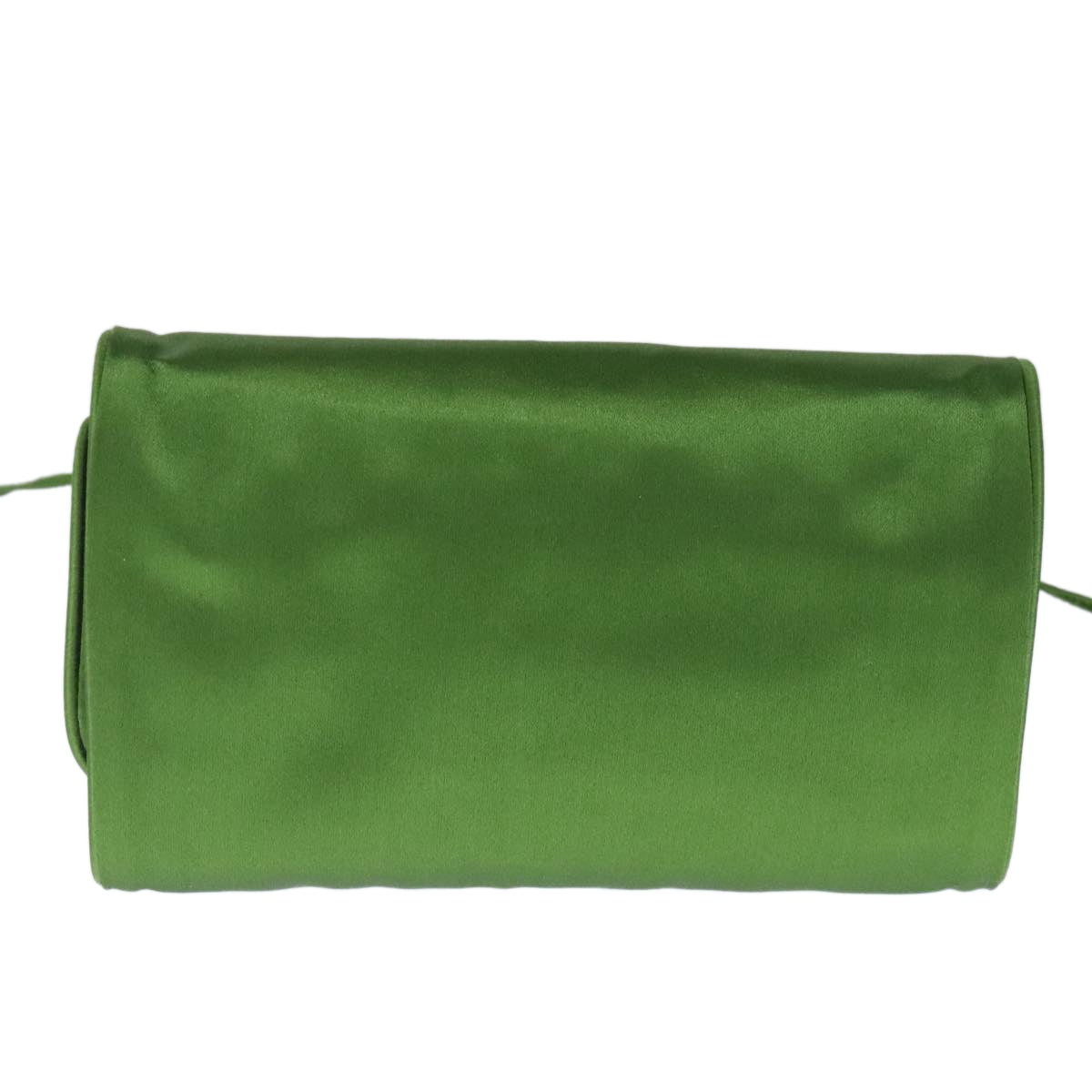 PRADA Jewelry Case Cosmetic Pouch Satin Green Auth 99952