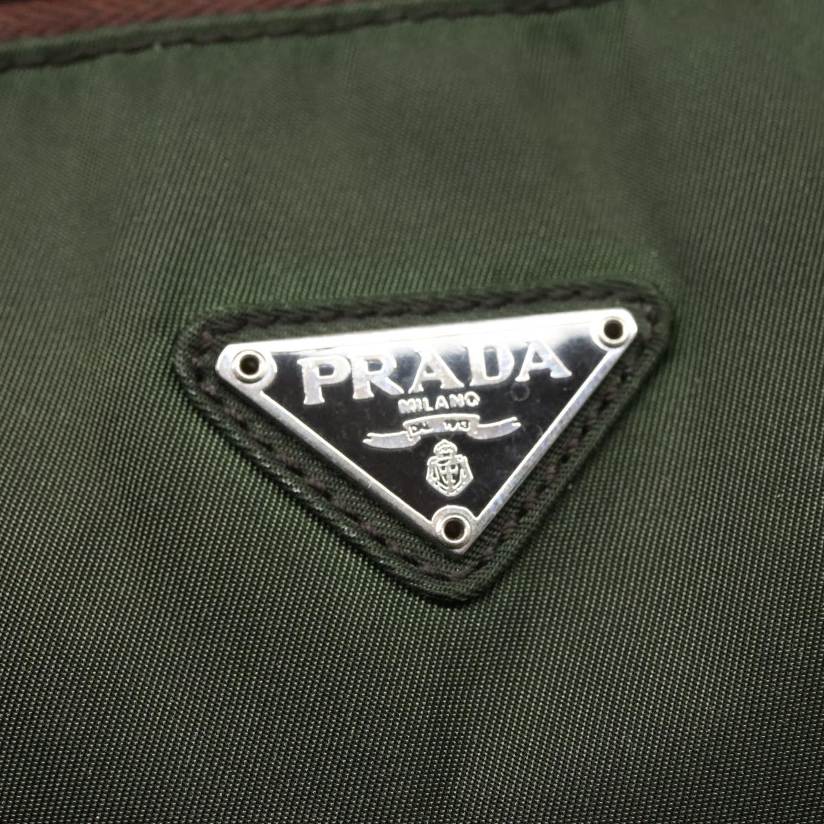 PRADA Hand Bag Nylon Green Auth 99953