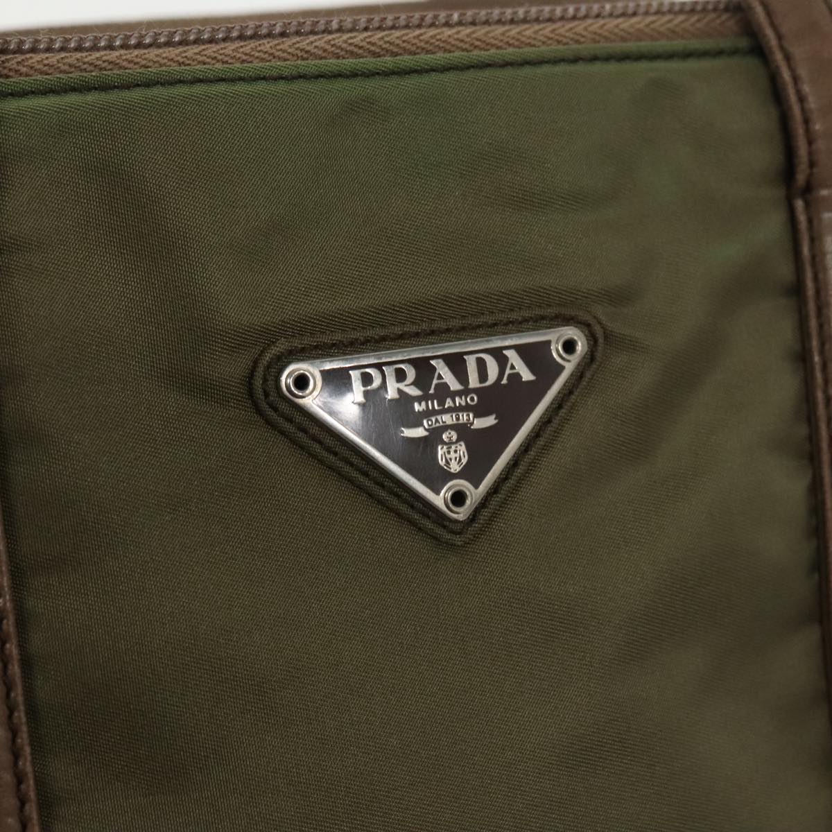 PRADA Hand Bag Nylon Khaki Auth 99956