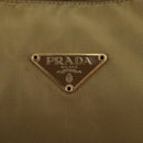 PRADA Shoulder Bag Nylon Leather Beige Gold Auth 99957-19
