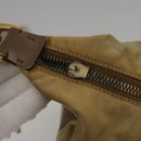 PRADA Shoulder Bag Nylon Leather Beige Gold Auth 99957-10