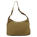 PRADA Shoulder Bag Nylon Leather Beige Gold Auth 99957-2