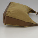 PRADA Shoulder Bag Nylon Leather Beige Gold Auth 99957-4