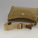 PRADA Shoulder Bag Nylon Leather Beige Gold Auth 99957-7