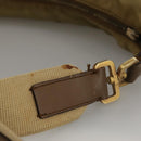 PRADA Shoulder Bag Nylon Leather Beige Gold Auth 99957-8