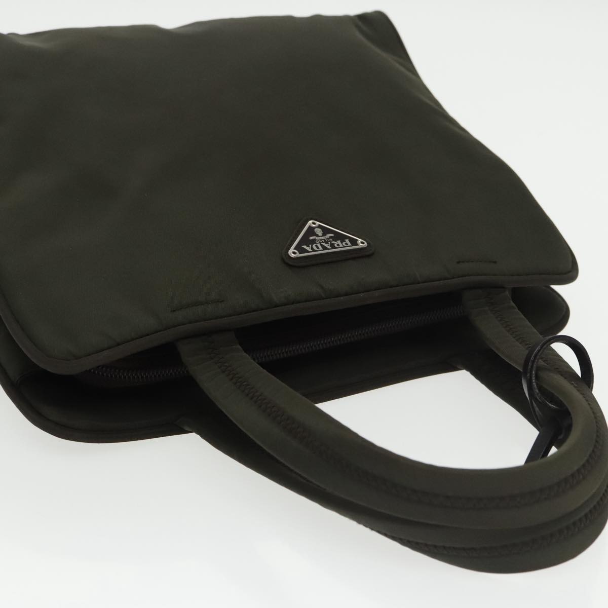 PRADA Hand Bag Nylon Green Auth 99959