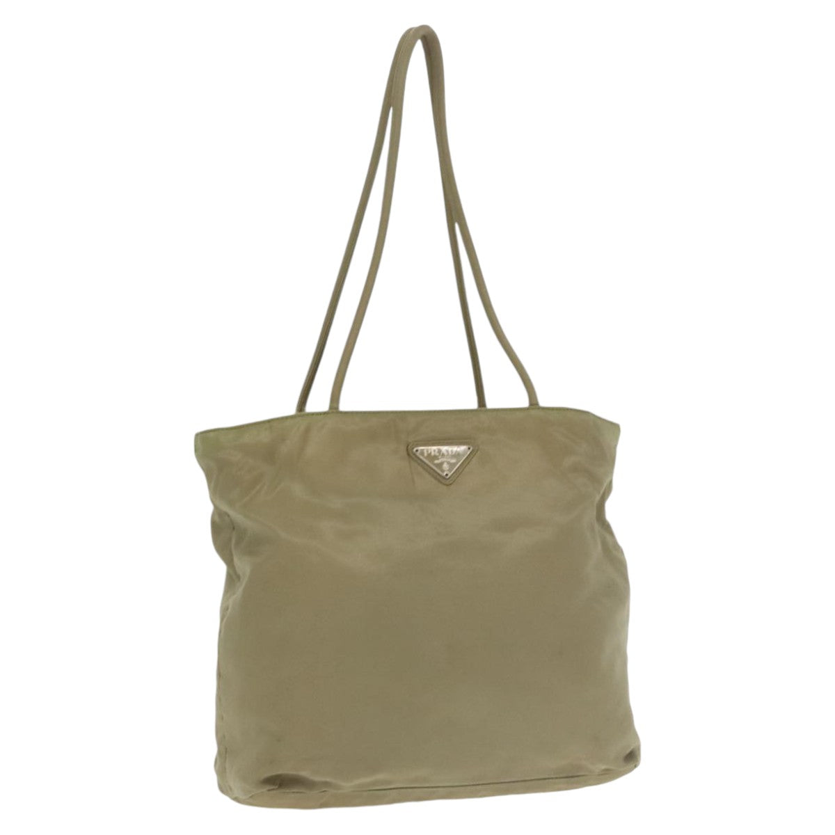 PRADA Tote Bag Nylon Beige Auth 99960