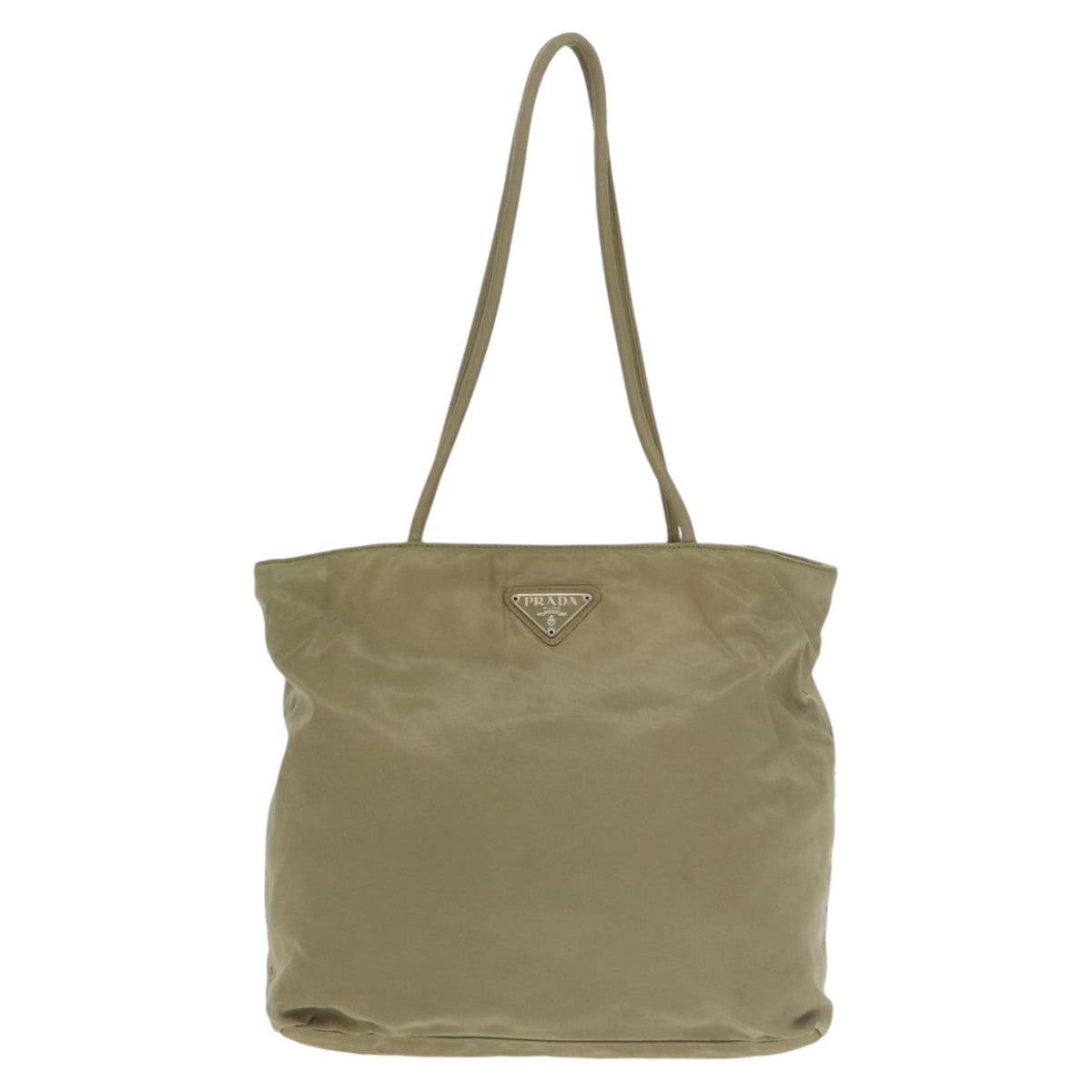 PRADA Tote Bag Nylon Beige Auth 99960 - 0