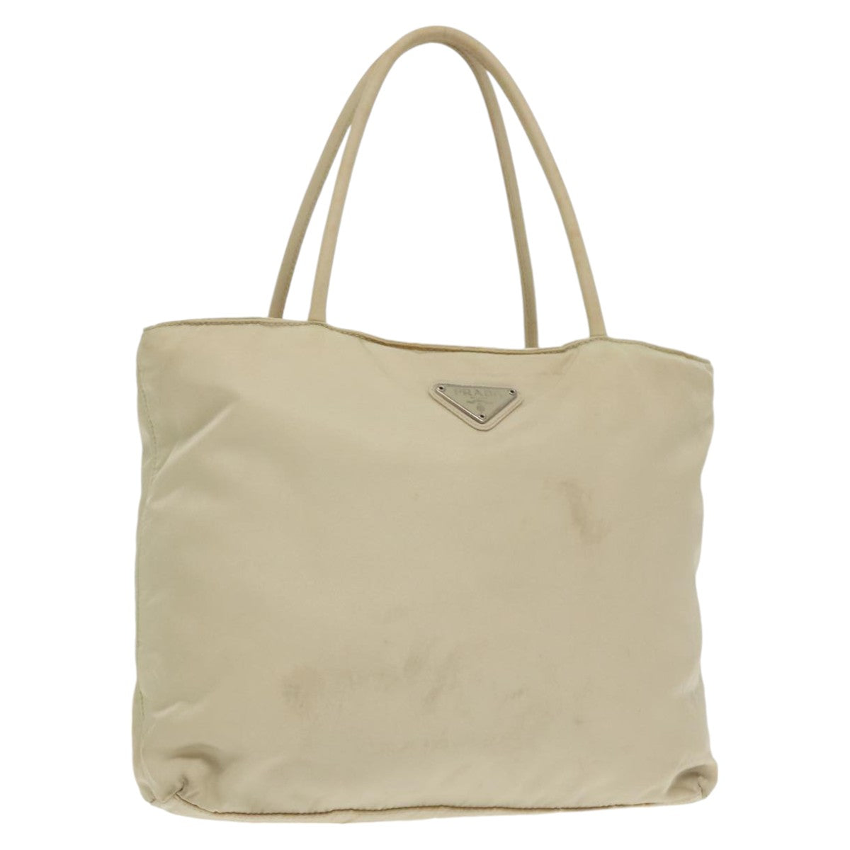 PRADA Tote Bag Nylon Beige Auth 99961