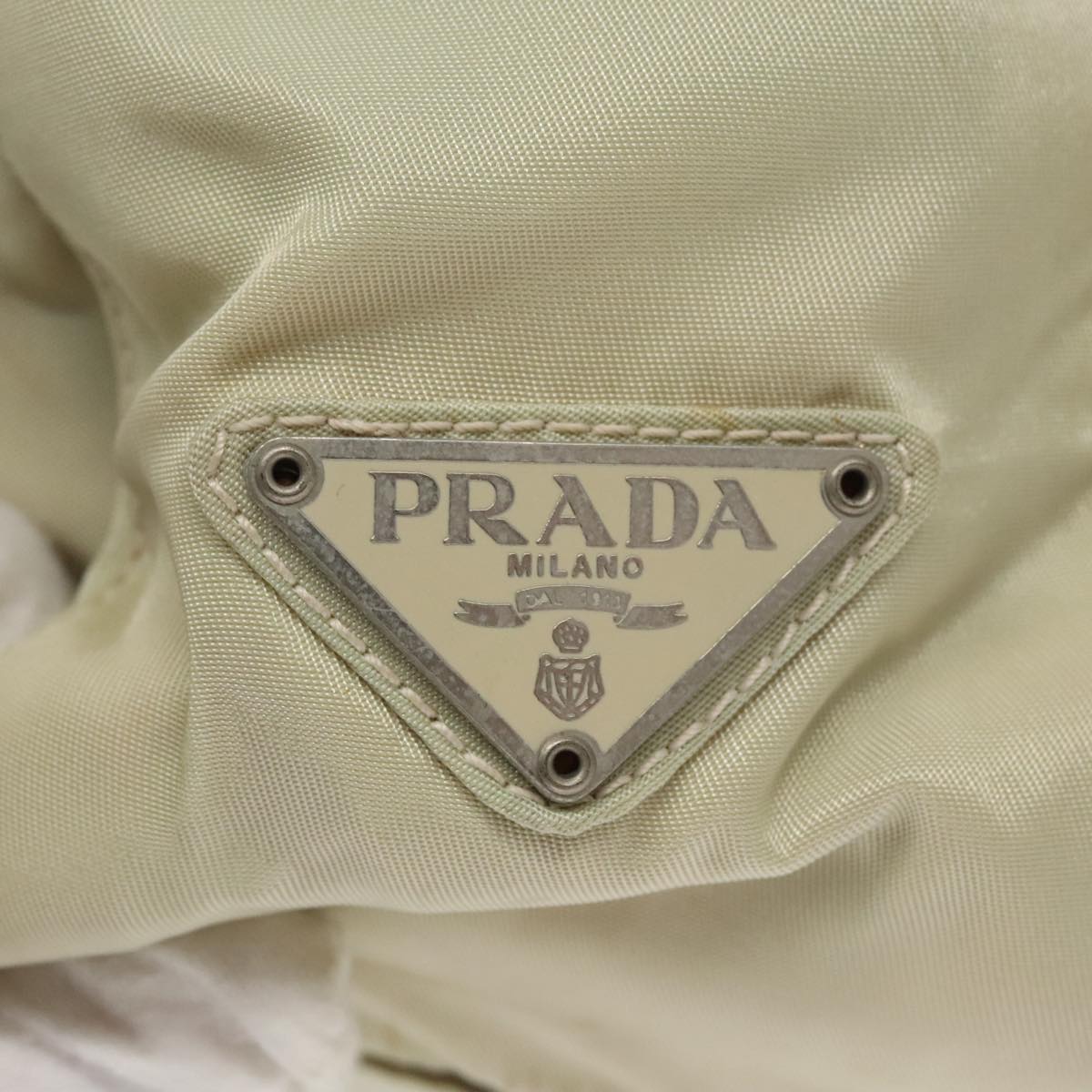 PRADA Hand Bag Nylon Beige Auth 99962