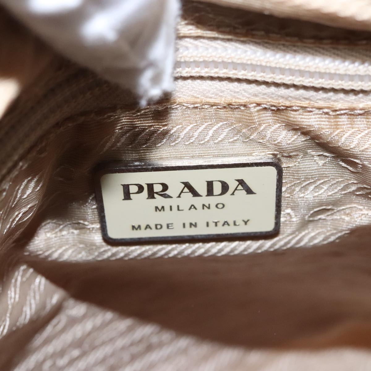 PRADA Hand Bag Nylon Beige Auth 99962