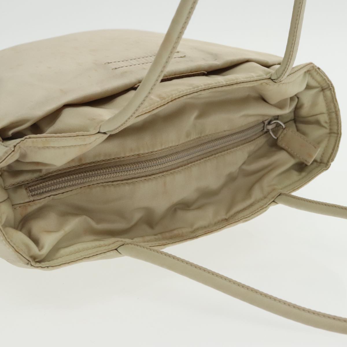 PRADA Hand Bag Nylon Beige Auth 99962