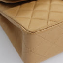 CHANEL Matelasse 25 Chain Shoulder Bag Lamb Skin Beige Gold CC Auth 99970SAV-16
