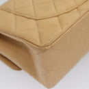 CHANEL Matelasse 25 Chain Shoulder Bag Lamb Skin Beige Gold CC Auth 99970SAV-18
