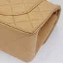 CHANEL Matelasse 25 Chain Shoulder Bag Lamb Skin Beige Gold CC Auth 99970SAV-19